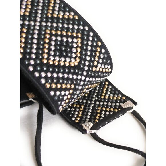 5894 Hat Band Nailhead Stud Metallic Diamond Pattern Quality Stretch Fabric main image 6